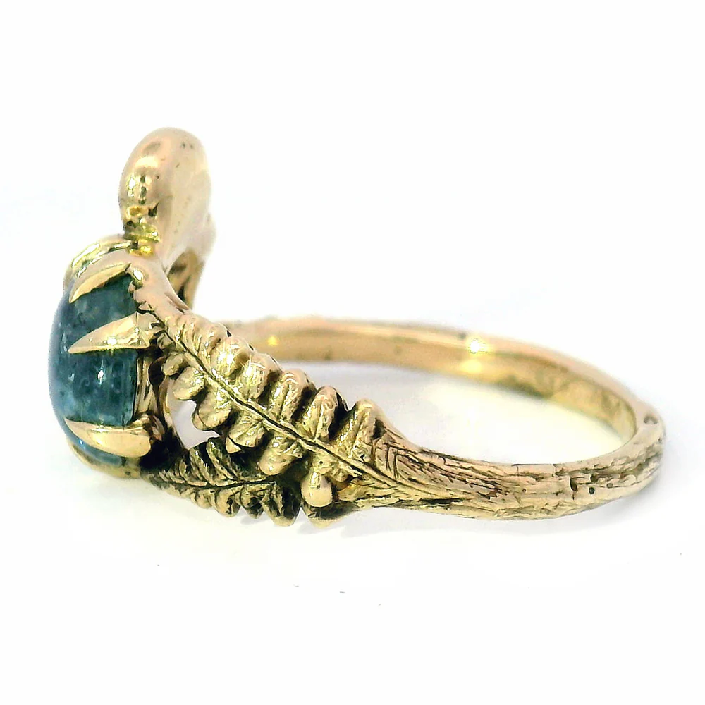 Cabochon Montana Sapphire & Mushroom Ring - "Seaview" - Image 5