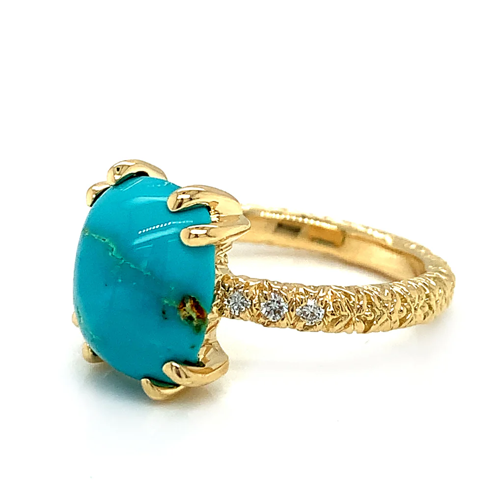 Carico Lake Turquoise & Diamond Ring - "Moonrise" - Image 3