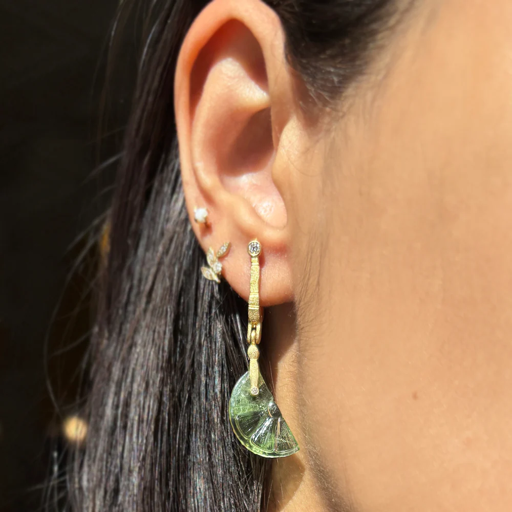 Carved Carnelian & Peridot Citrus Slice Earrings - "Sticks & Stones" - Image 5