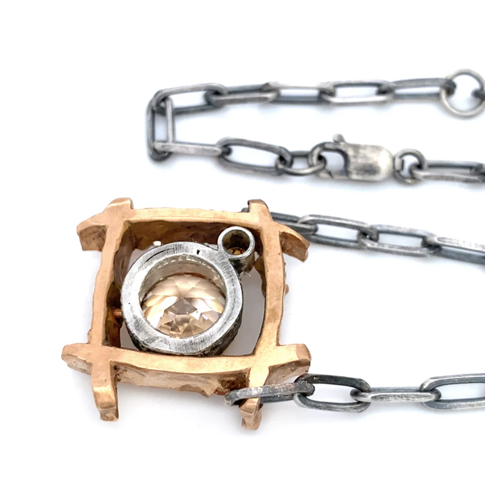 Cassiterite, Montana Sapphire & Cognac Diamond Necklace - "Bronze Horizon" - Image 5