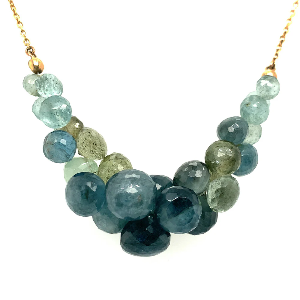 Caviar Moss Aquamarine Scoop Necklace - Image 4