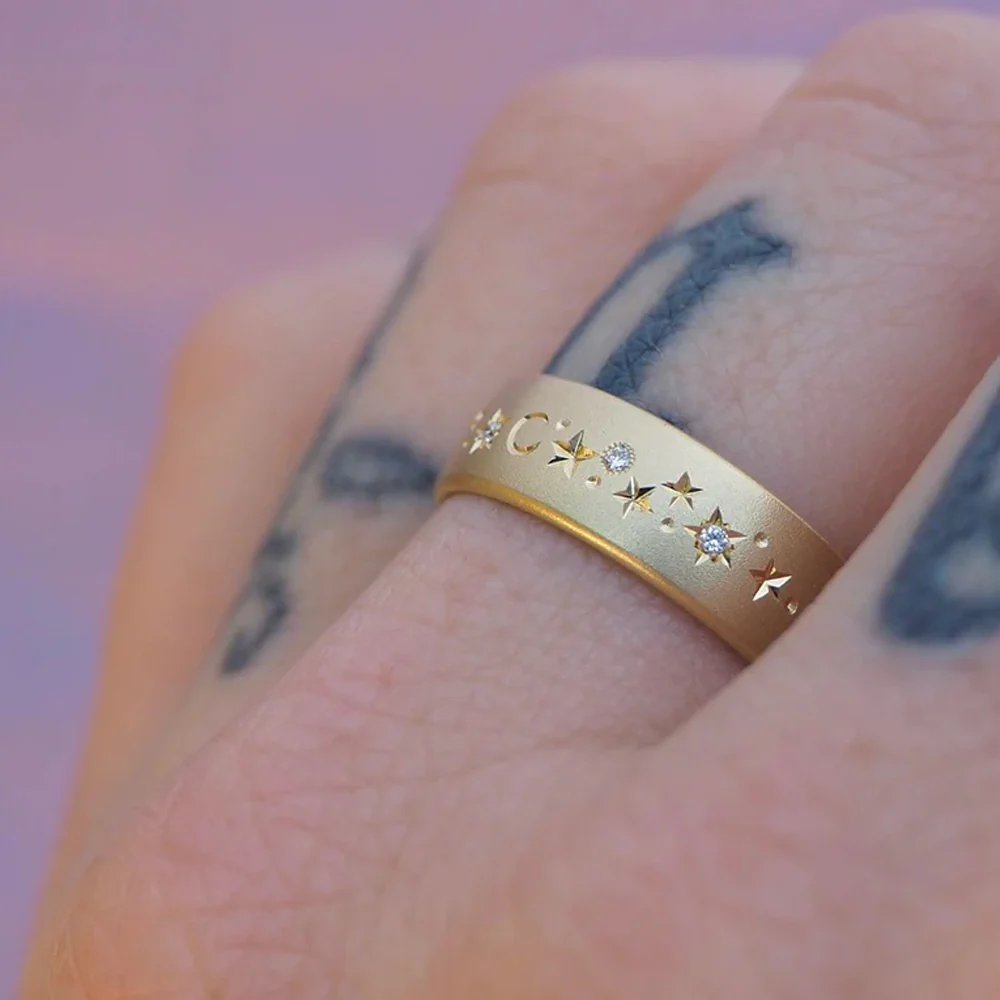 Celestial Yellow Gold & Diamond Ring - "A Sprinkle of Stars" - Image 2
