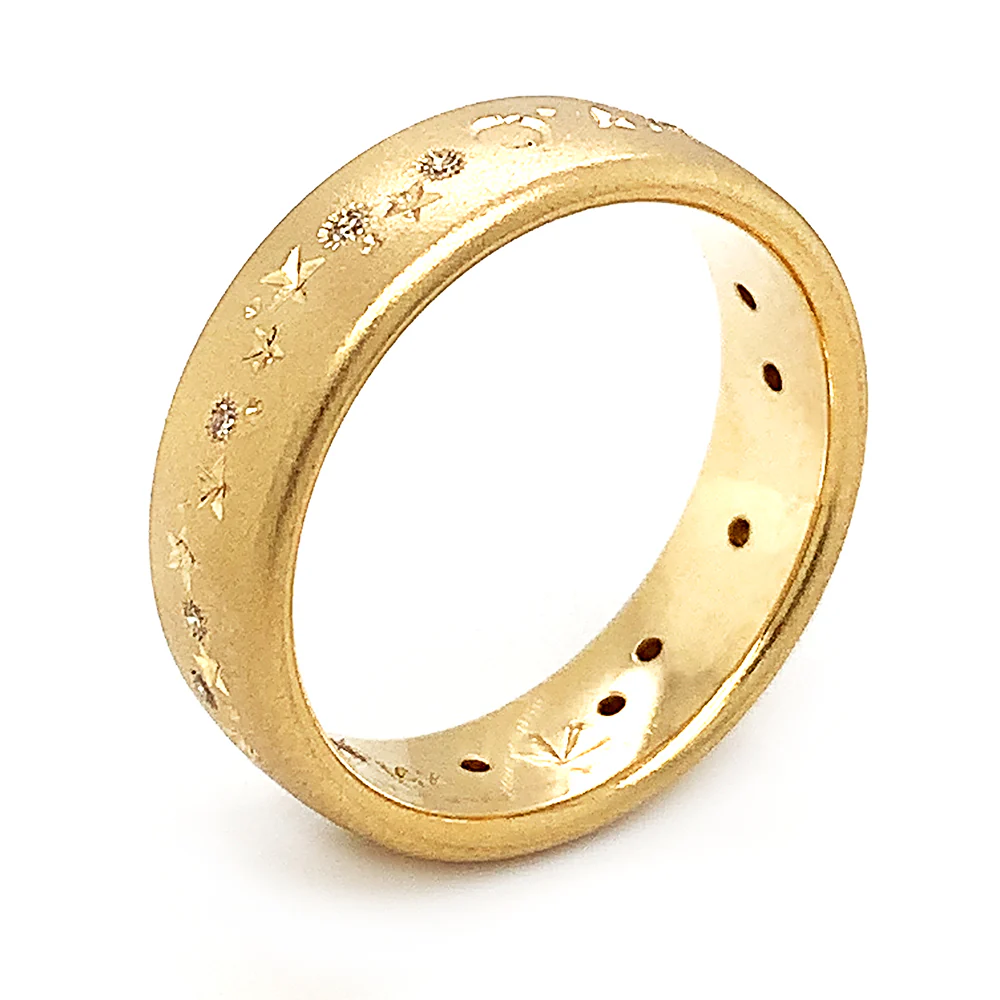 Celestial Yellow Gold & Diamond Ring - "A Sprinkle of Stars" - Image 3