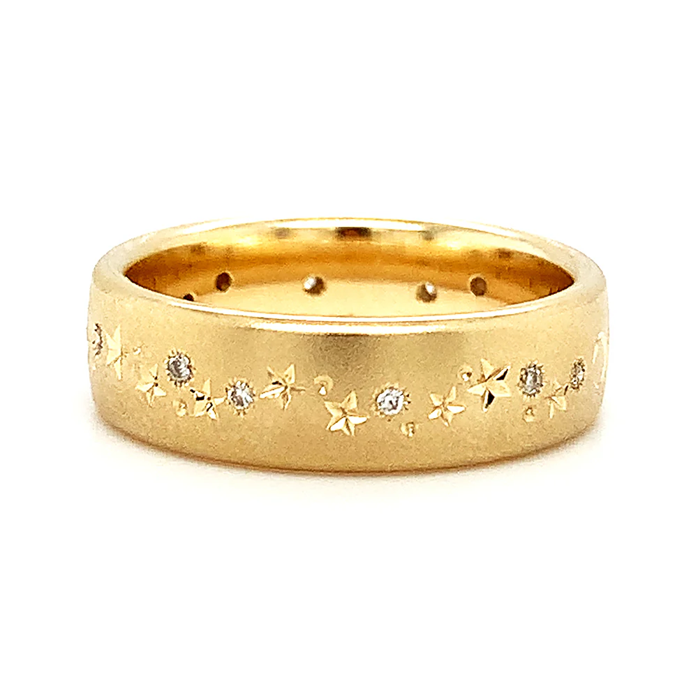 Celestial Yellow Gold & Diamond Ring - "A Sprinkle of Stars" - Image 4