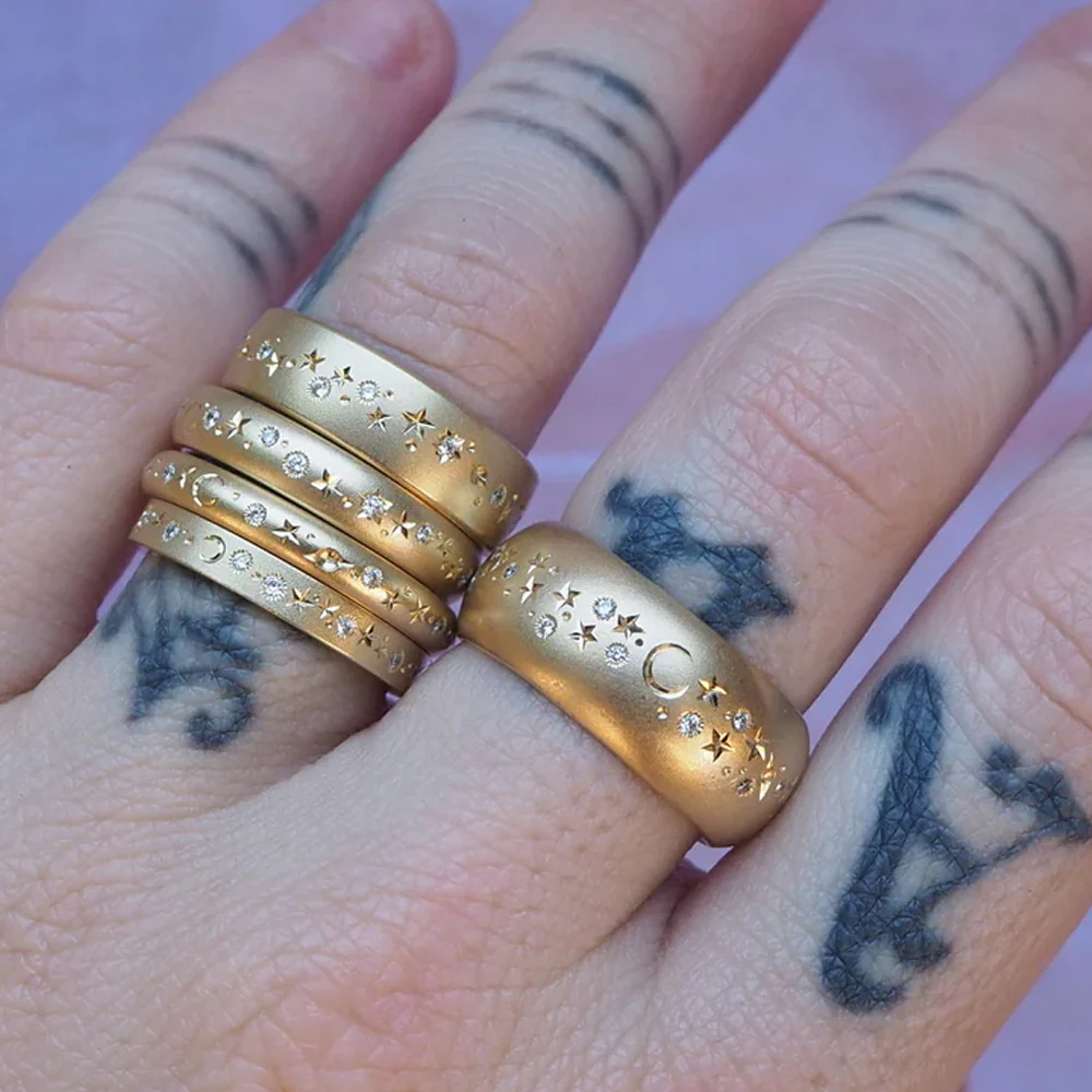 Celestial Yellow Gold & Diamond Ring - "A Sprinkle of Stars" - Image 5