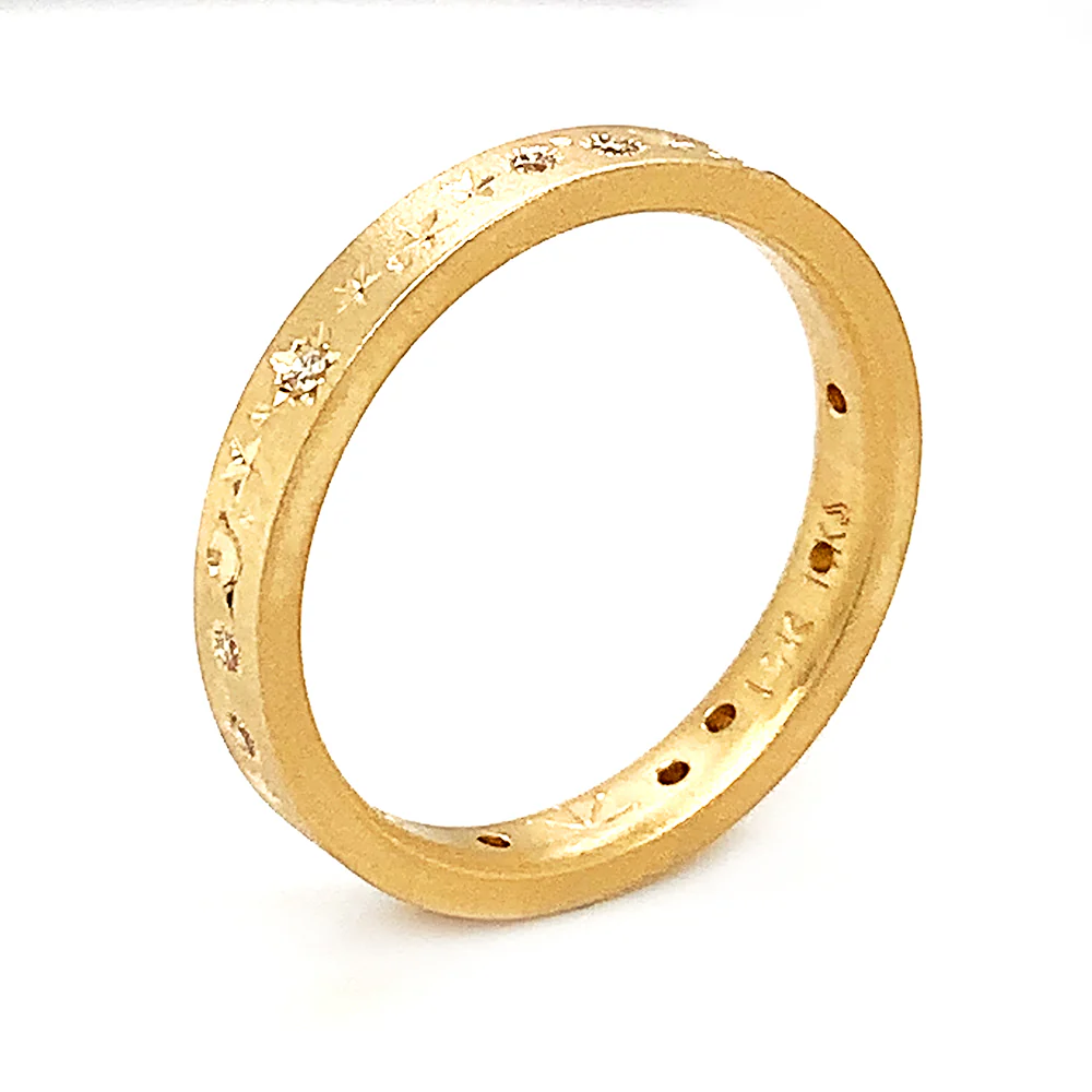 Celestial Yellow Gold & Diamond Ring - "Glittering Constellations" - Image 4