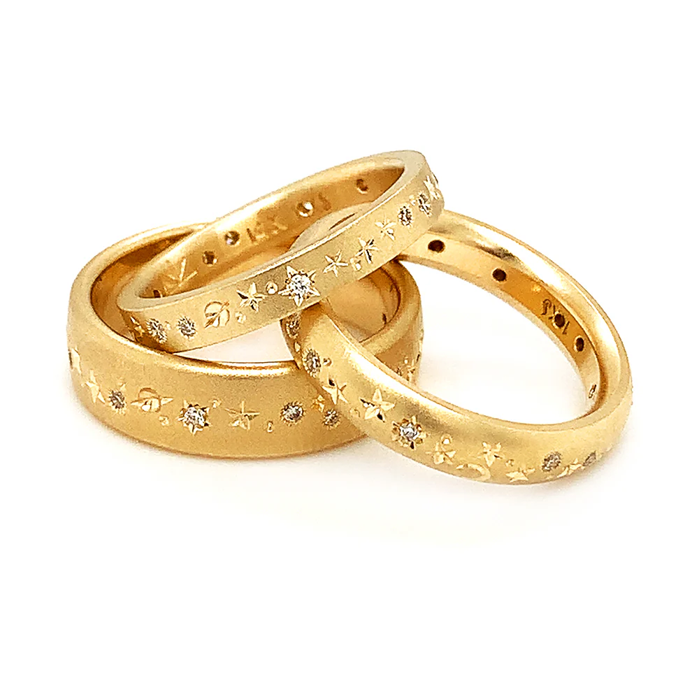 Celestial Yellow Gold & Diamond Ring - "Glittering Constellations" - Image 5