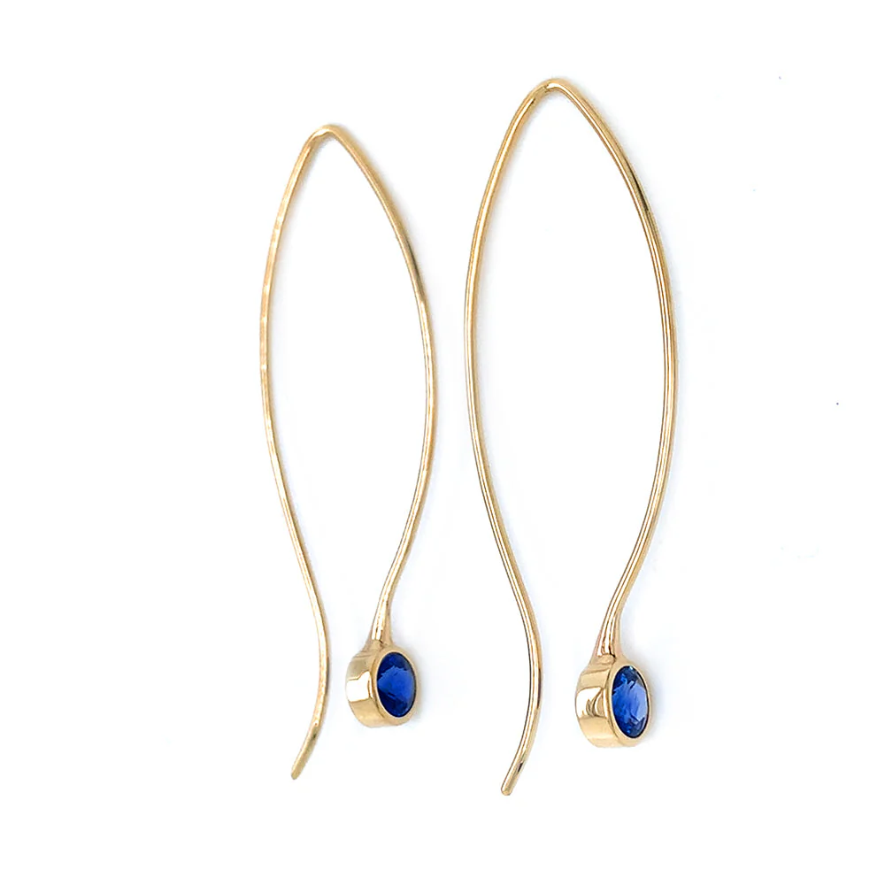 Ceylon Sapphire & Yellow Gold Earrings - "Ceylon Comets" - Image 2