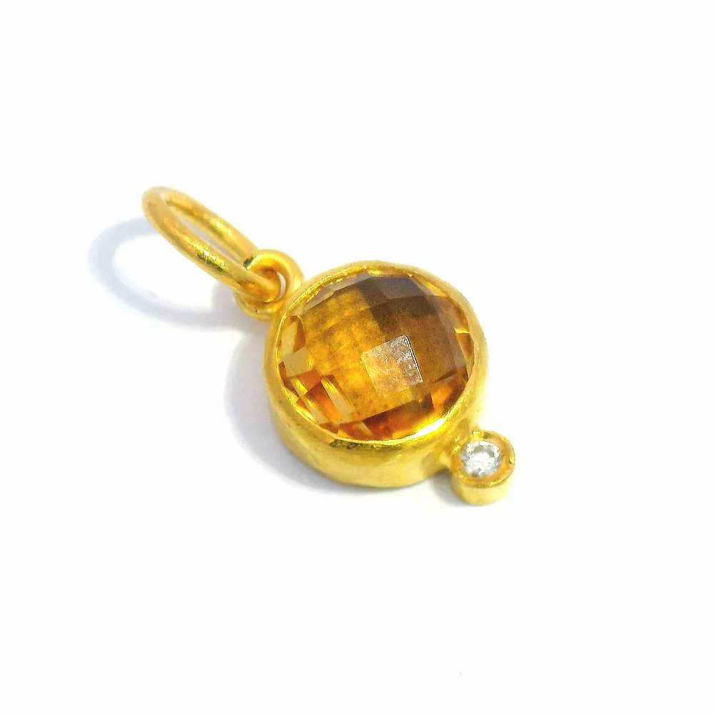 Citrine, Diamond & Yellow Gold Pendant - "Citrus"