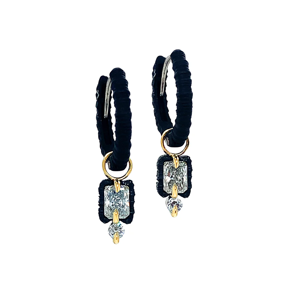 Cobalt Chrome and Gold Earring Charms with Diamonds - Image 2