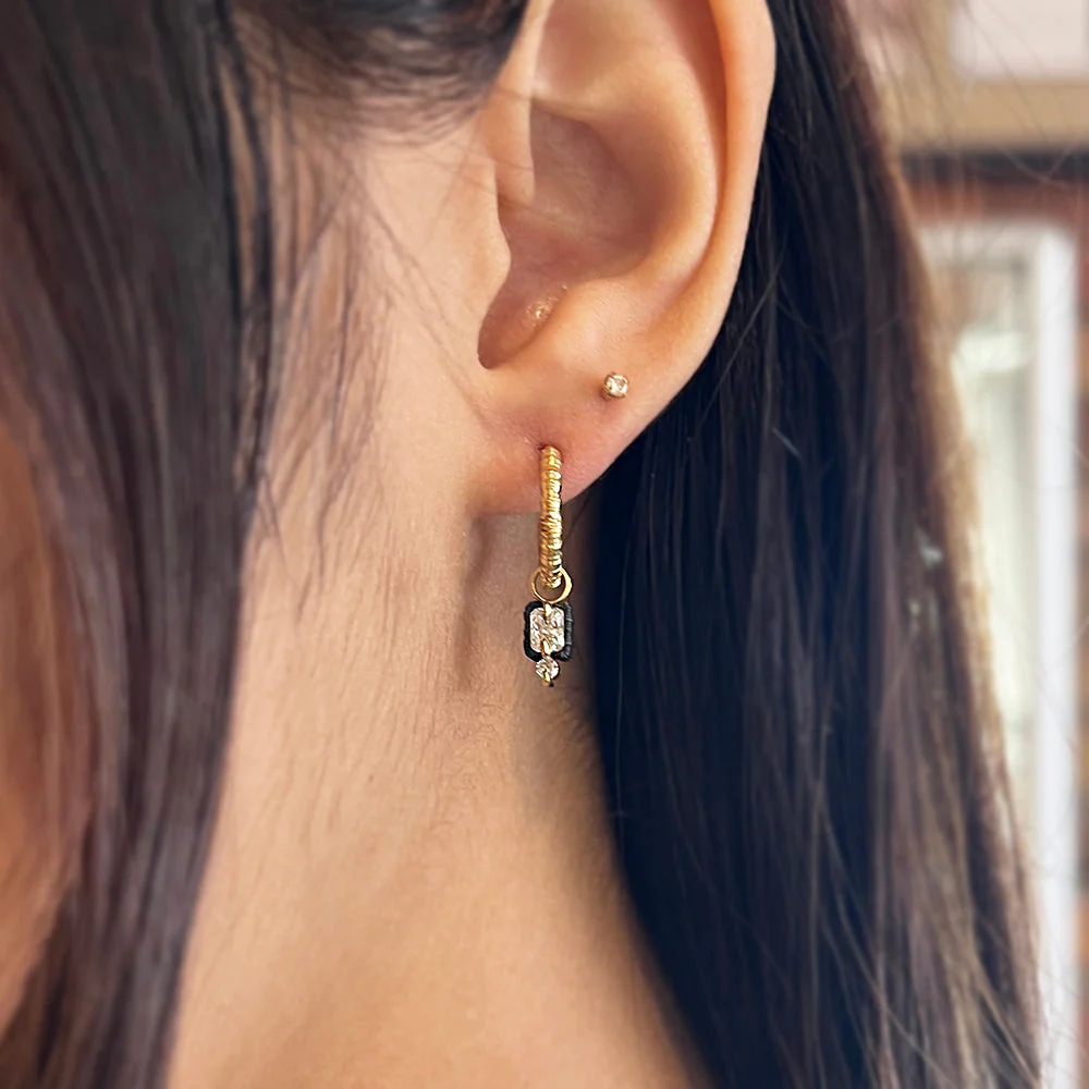 Cobalt Chrome and Gold Earring Charms with Diamonds - Image 3