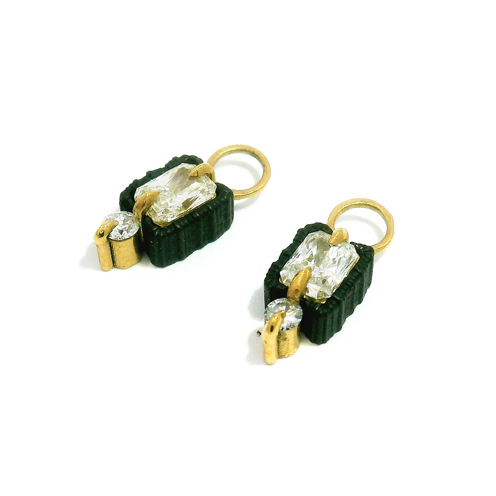 Cobalt Chrome and Gold Earring Charms with Diamonds - Image 4