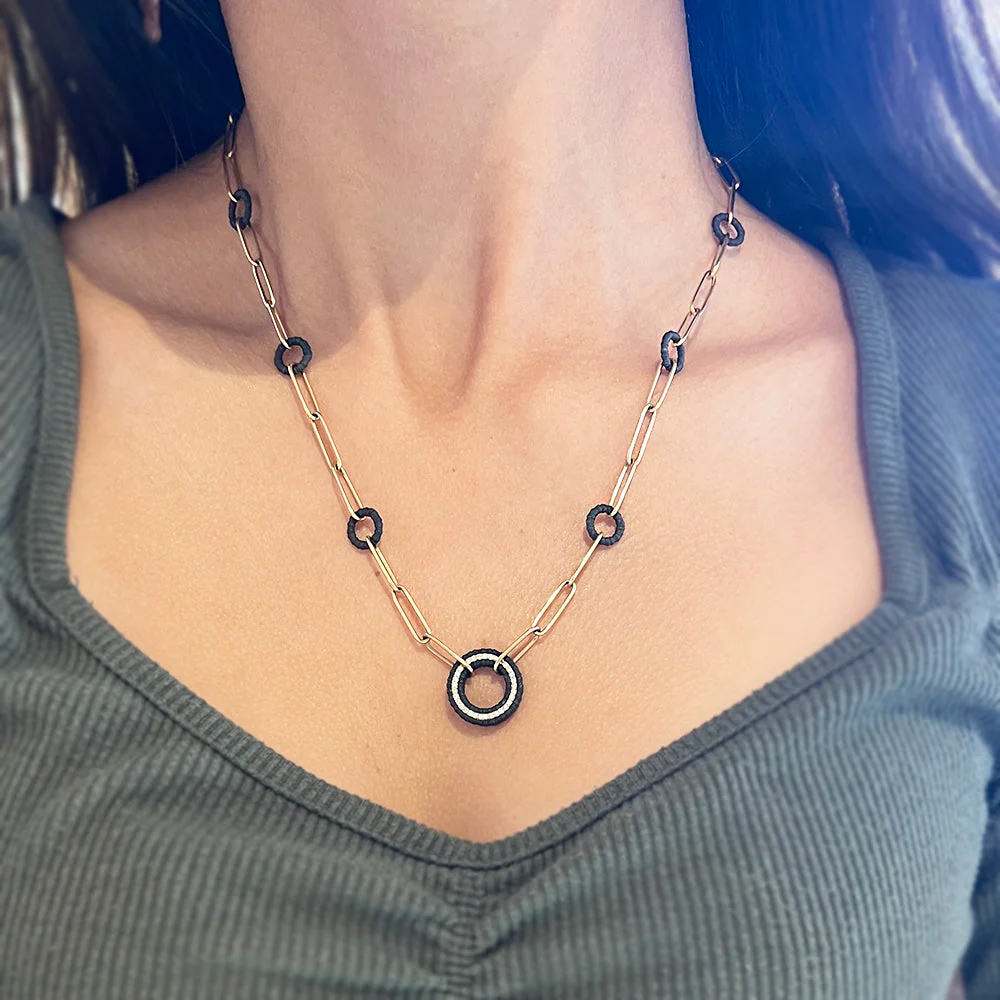 Cobalt Chrome & Diamond Necklace - "Ridge-Wheel" - Image 6