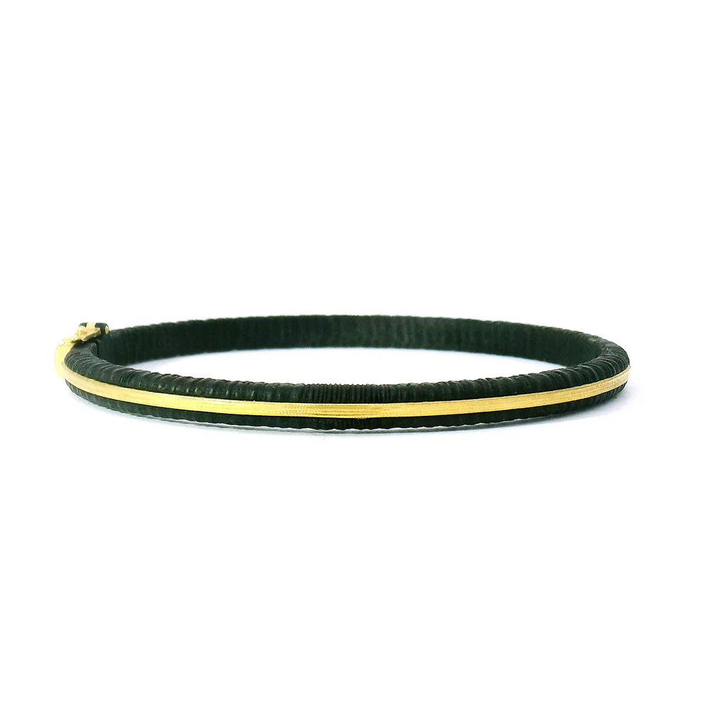 Cobalt Chrome & Yellow Gold Hinged Cuff - "Ridge"