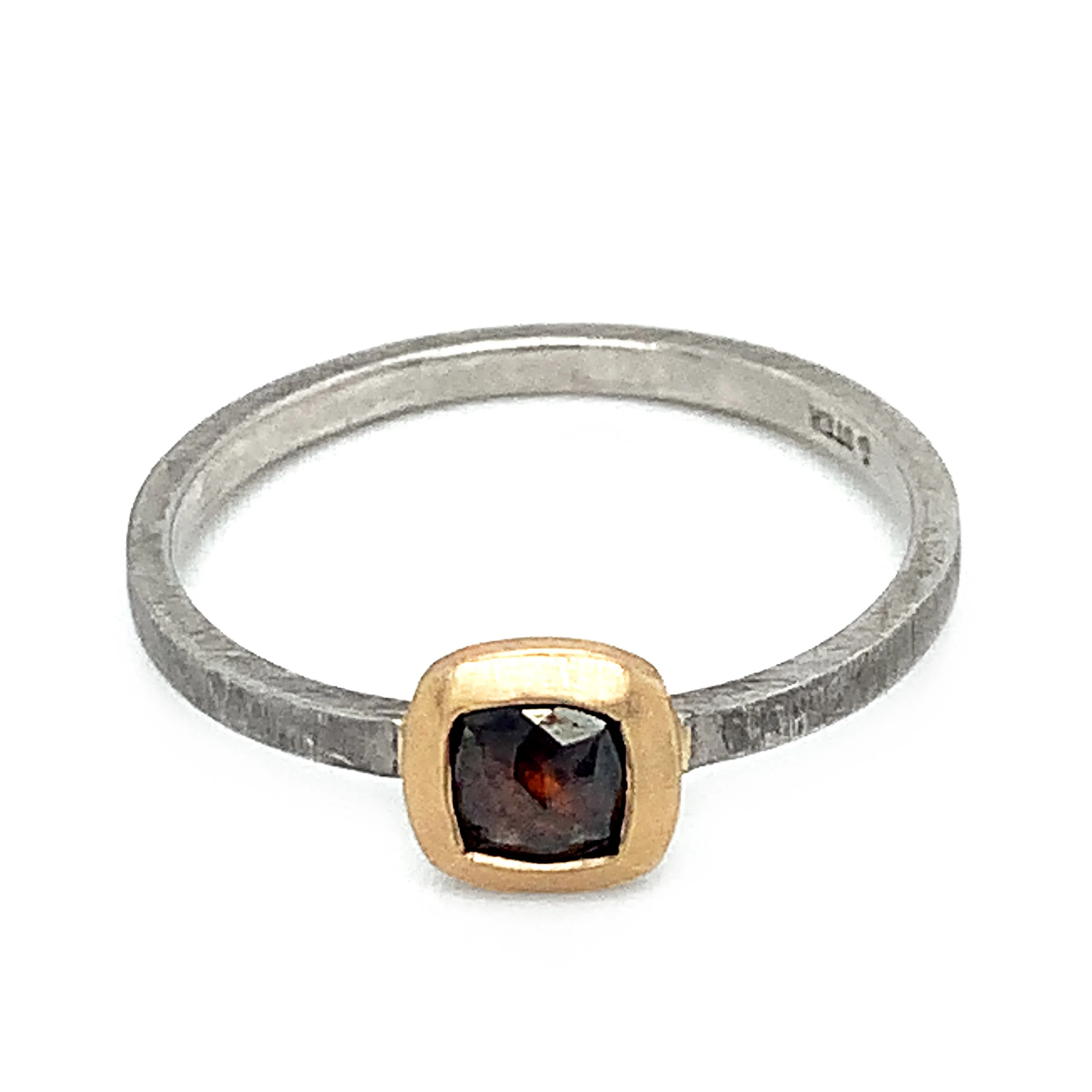 Cognac Diamond Rustic Ring - "Bronwyn" - Image 4