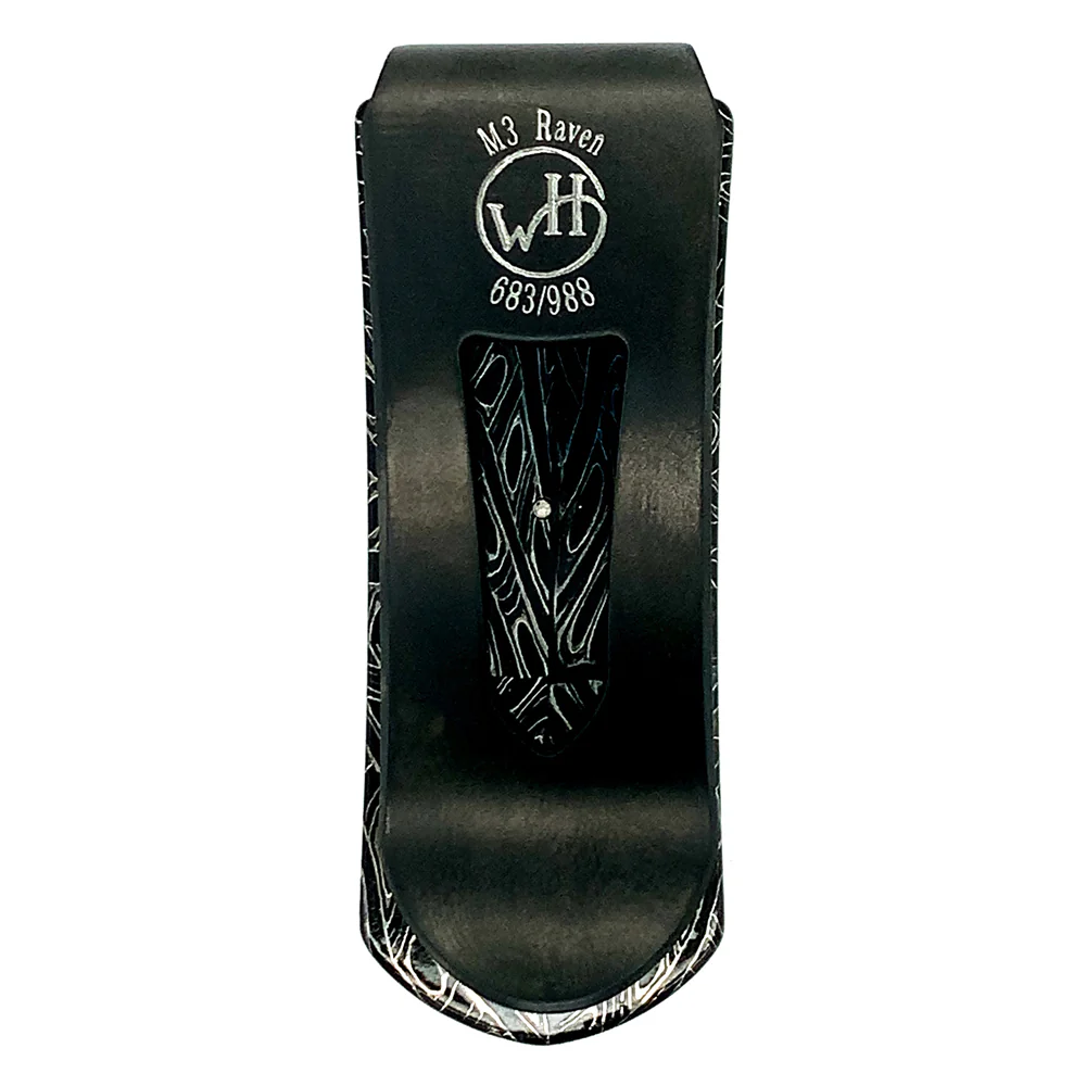 Damascus Steel & Carbon Fiber Money Clip- "Raven" - Image 3