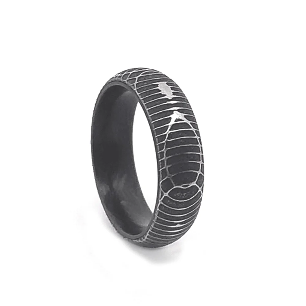 Damascus Steel & Forged Carbon Fiber Band - "Venom" - Image 2