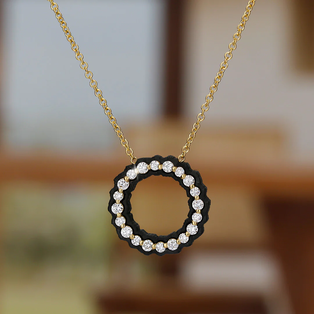 Diamond & Blackened Cobalt Chrome Necklace - "Scallop" - Image 2