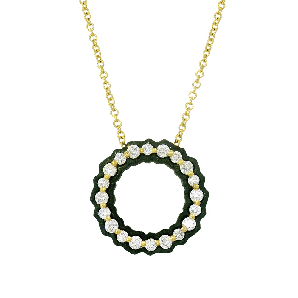 Diamond & Blackened Cobalt Chrome Necklace - "Scallop" - Image 3