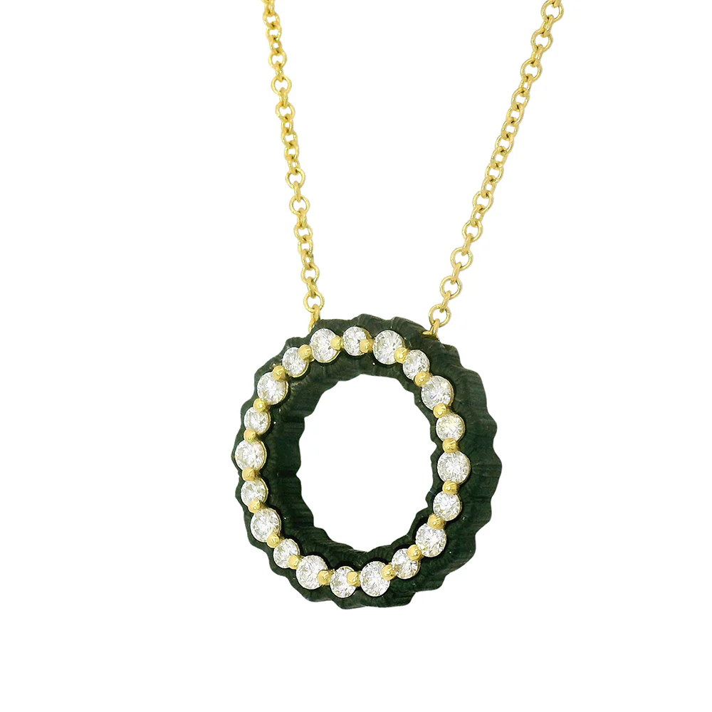 Diamond & Blackened Cobalt Chrome Necklace - "Scallop" - Image 5