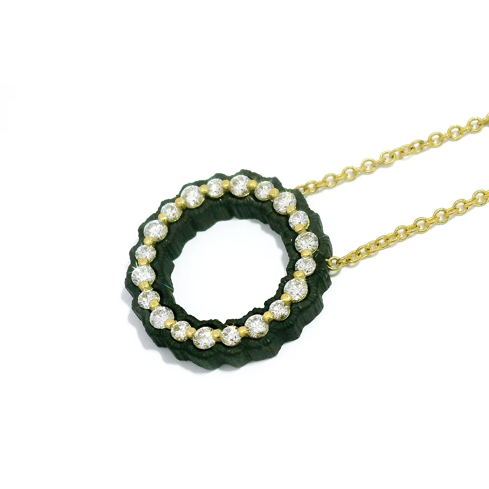 Diamond & Blackened Cobalt Chrome Necklace - "Scallop" - Image 6