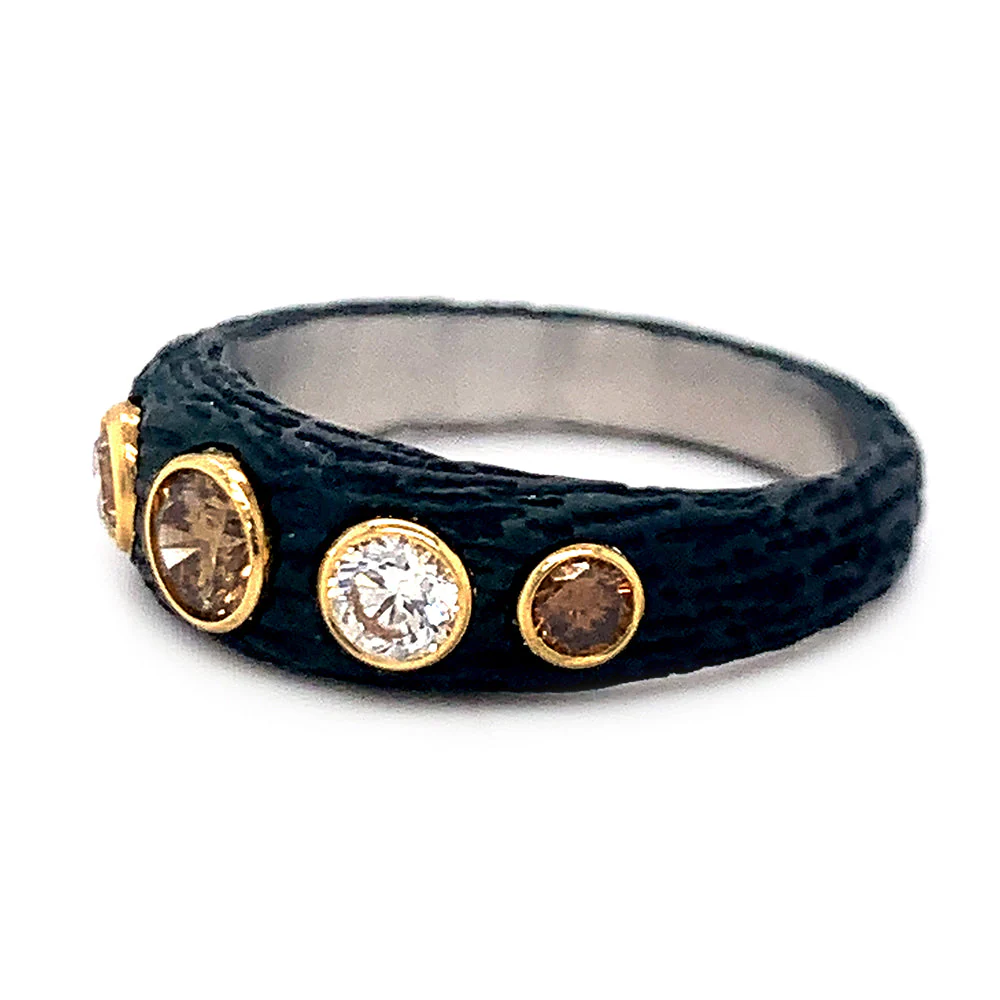 Diamond and Cobalt Chrome Ring - "Bold Pebble" - Image 3