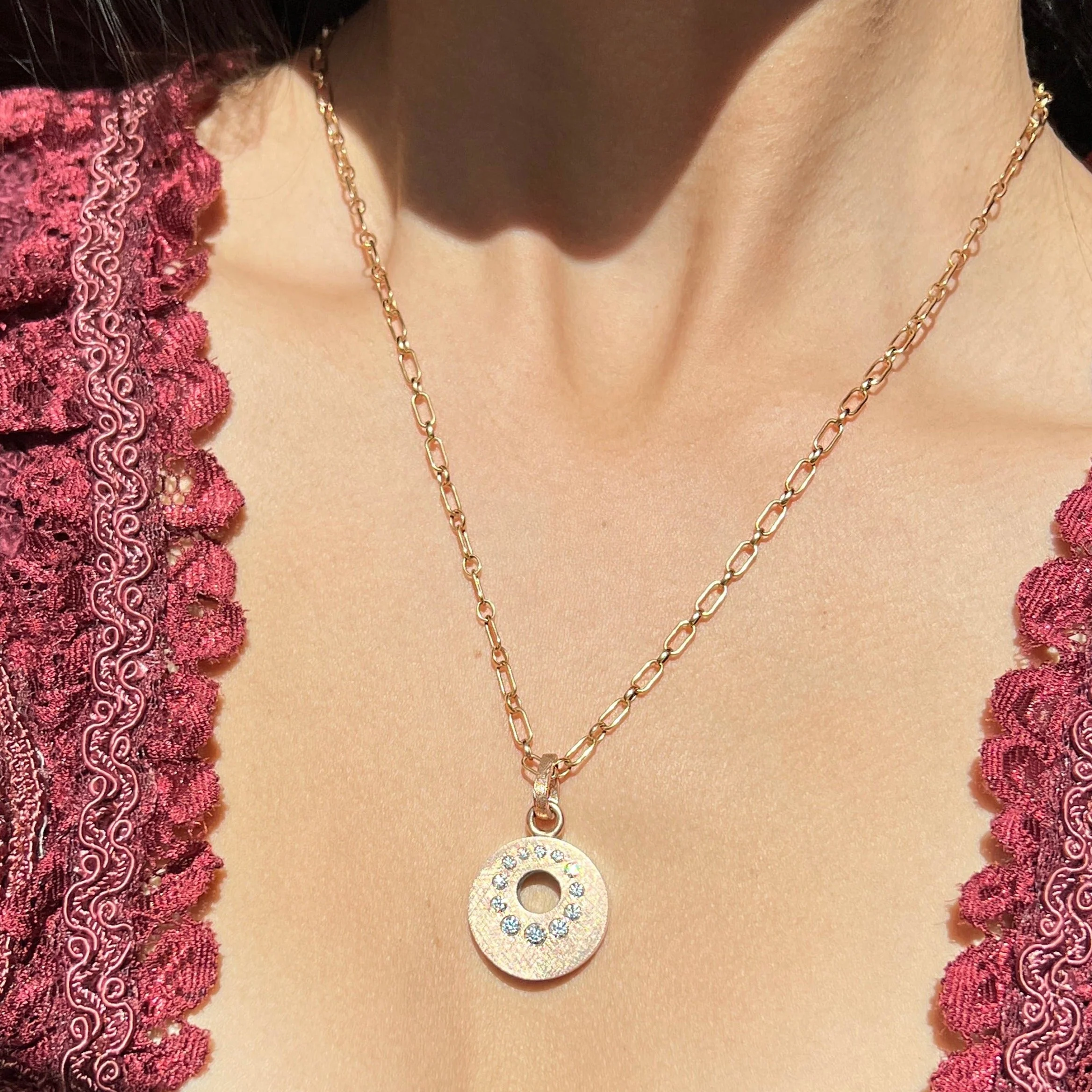 Rose Gold, Sterling Silver & Diamond Pendant - "Claire" - Image 2