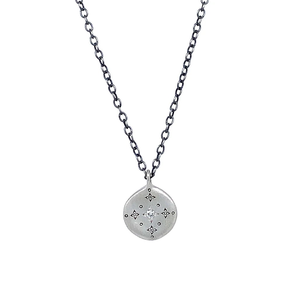 Diamond & Sterling Silver Necklace - "New Moon" - Image 3