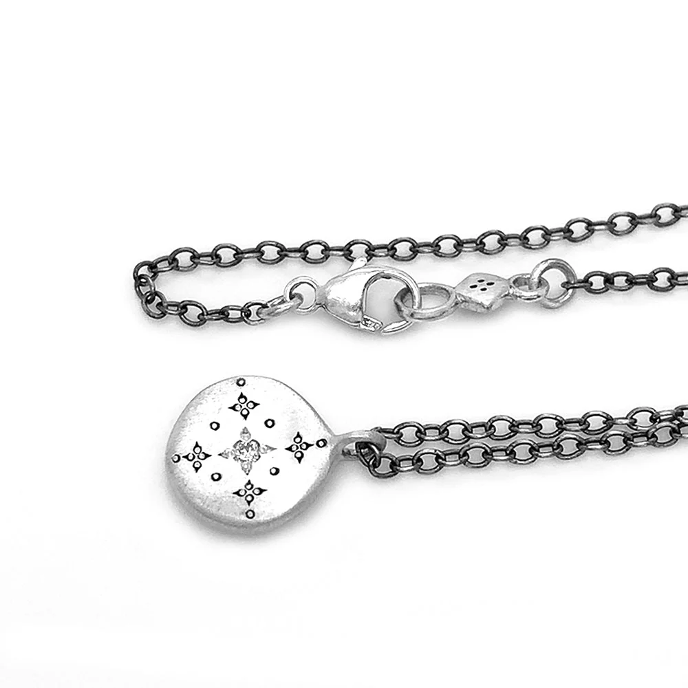 Diamond & Sterling Silver Necklace - "New Moon" - Image 5