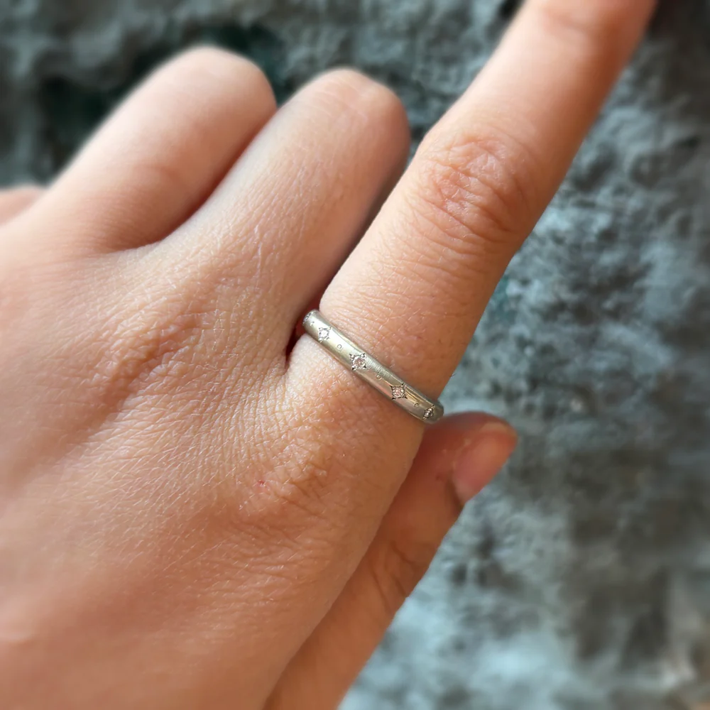 Diamond and White Gold Band - "Stepping Stone" - Image 3