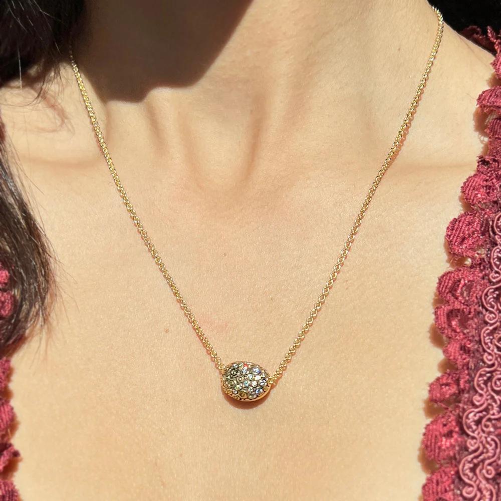 Diamond & Yellow Gold Pendant Necklace - "The Bean" - Image 3