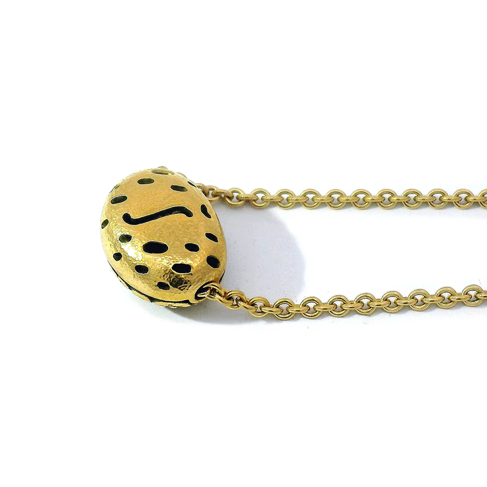 Diamond & Yellow Gold Pendant Necklace - "The Bean" - Image 5