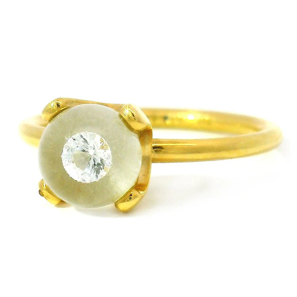 Diamond and Yellow Gold Ring - "Diamond in Glass" - Image 2