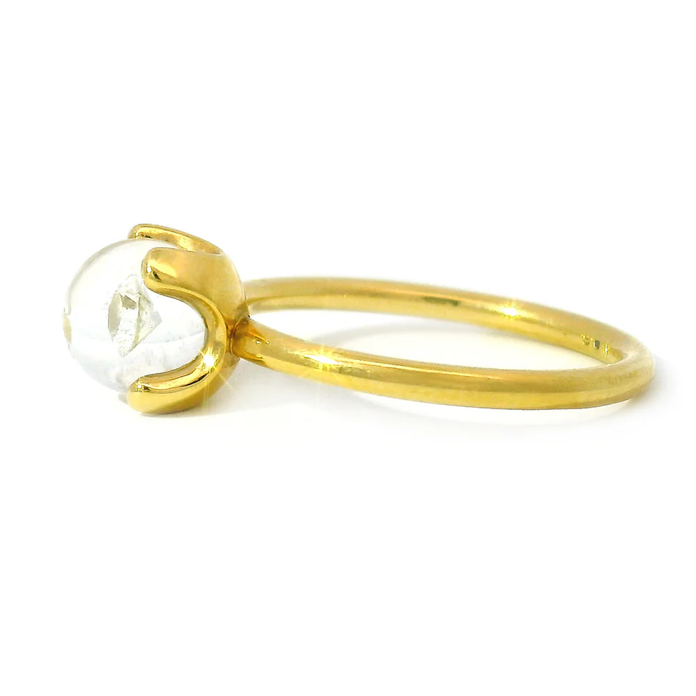 Diamond and Yellow Gold Ring - "Diamond in Glass" - Image 4