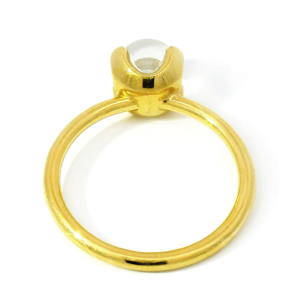 Diamond and Yellow Gold Ring - "Diamond in Glass" - Image 5