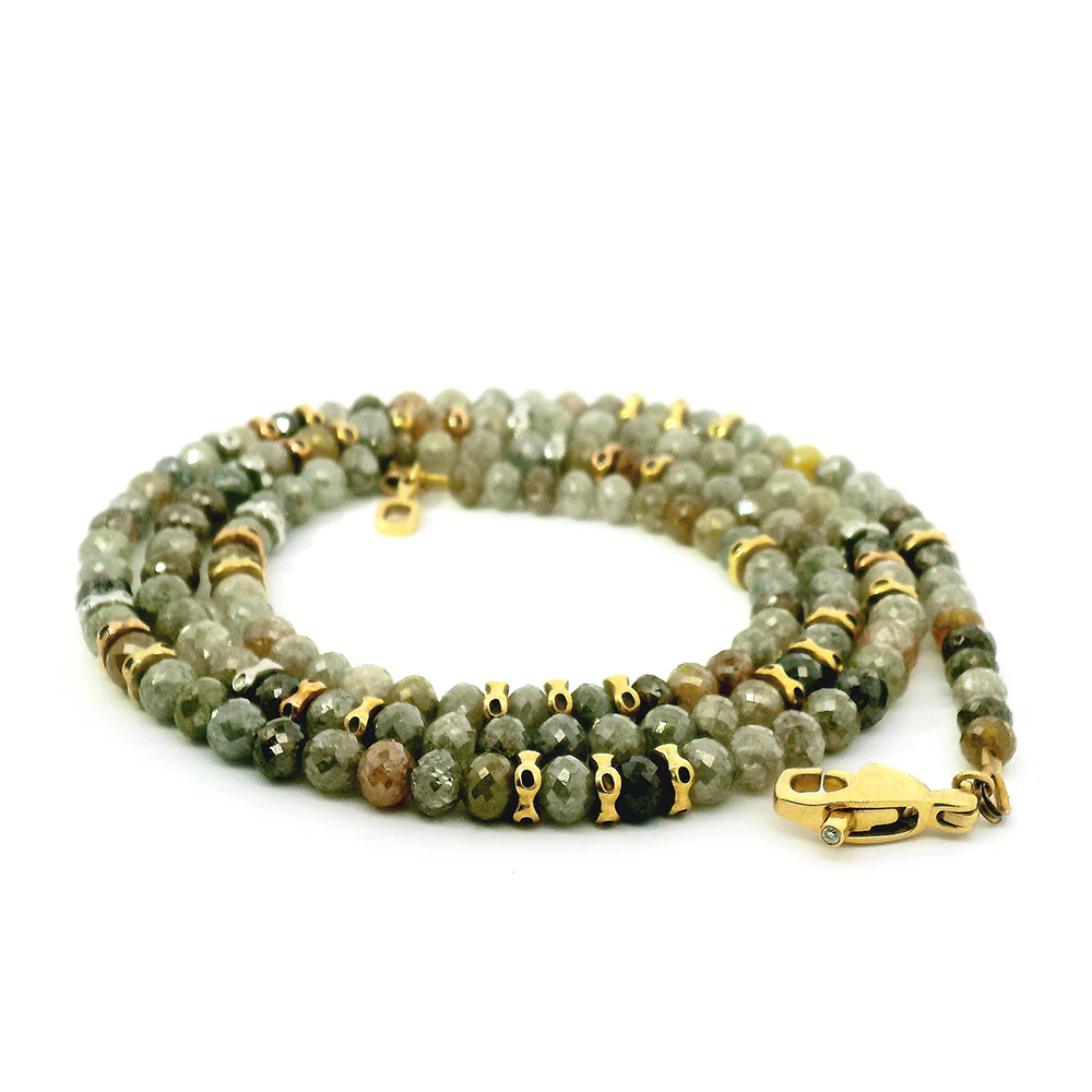 Diamond Bead & Multi-Color Metal Necklace - "Flora" - Image 4