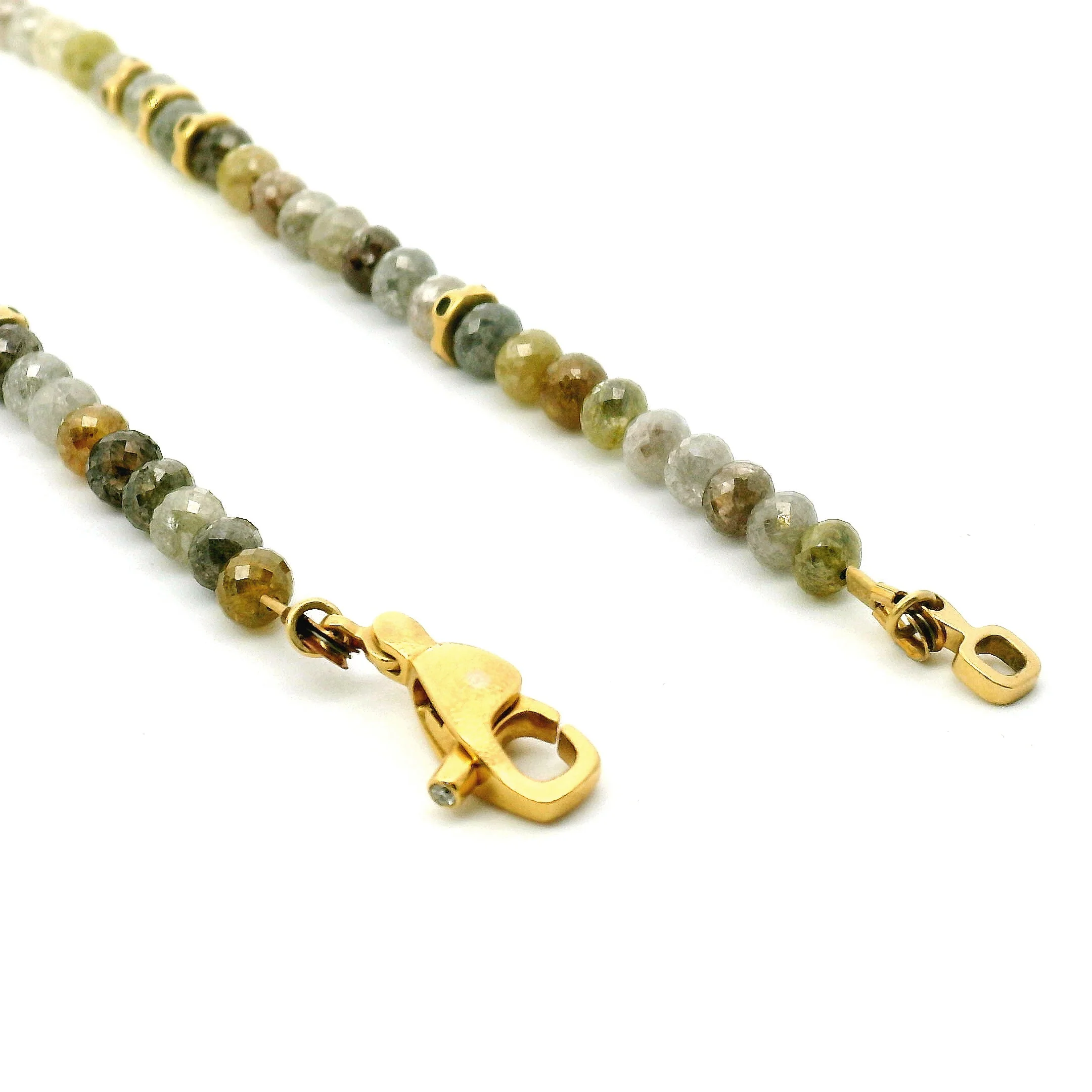 Diamond Bead & Multi-Color Metal Necklace - "Flora" - Image 5
