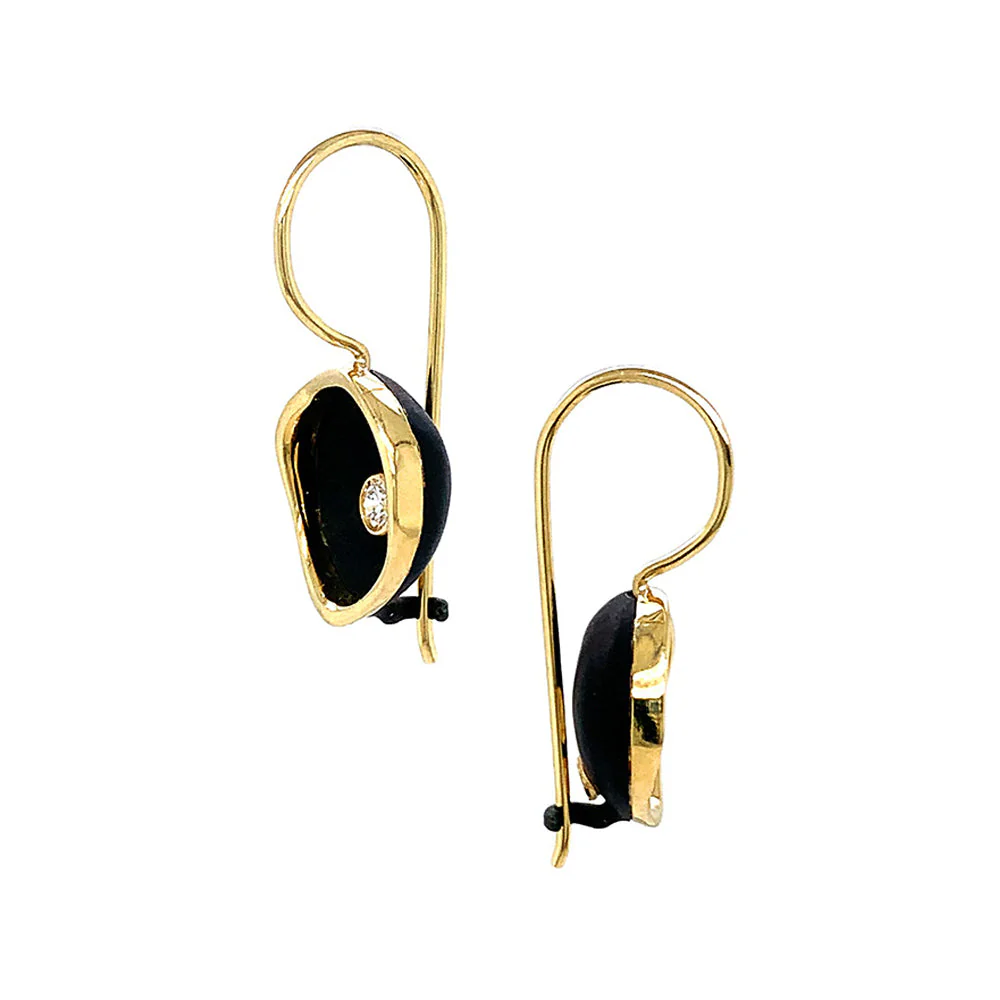 Diamond & Blackened Cobalt Chrome Drop Earrings - "Confluence" - Image 2