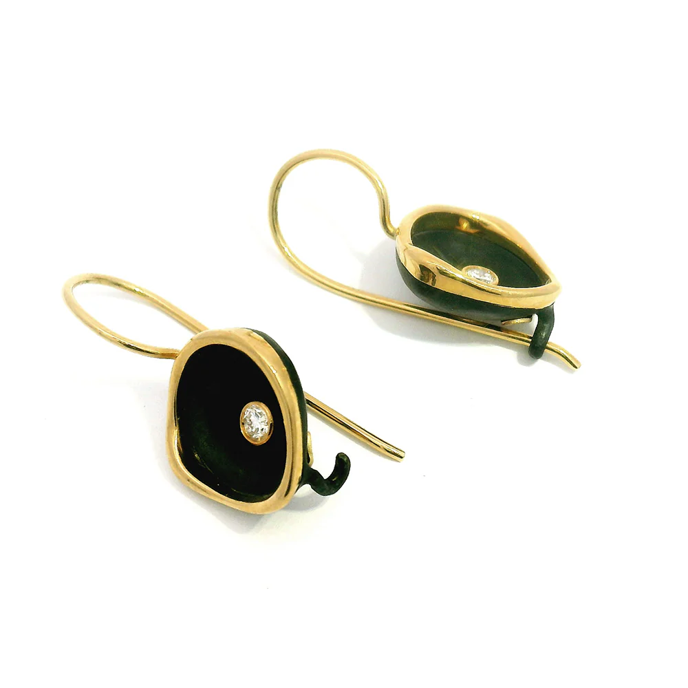 Diamond & Blackened Cobalt Chrome Drop Earrings - "Confluence" - Image 3