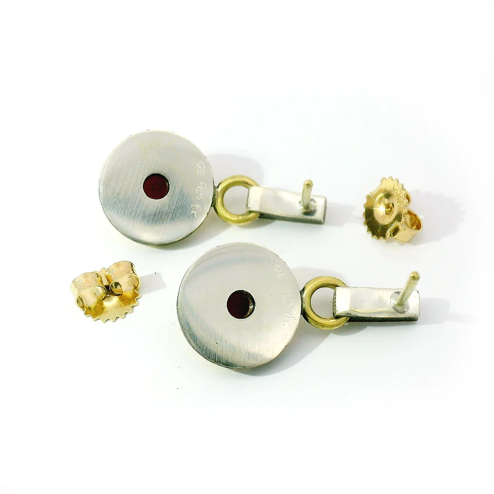 Red Coral & Diamond Drop Earrings - "Coral Porto" - Image 2