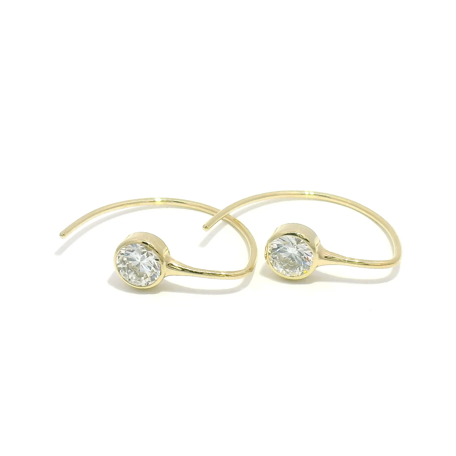 Diamond Eco Gold Drop Earrings - "Comet Earhuggers" - Image 2