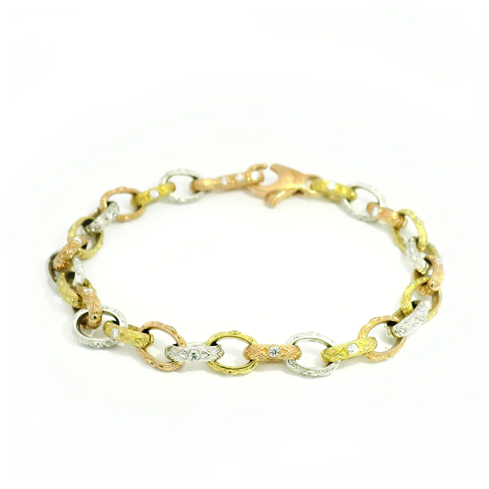 Diamond, Gold, & Platinum Three-Tone Bracelet - "Victorian"