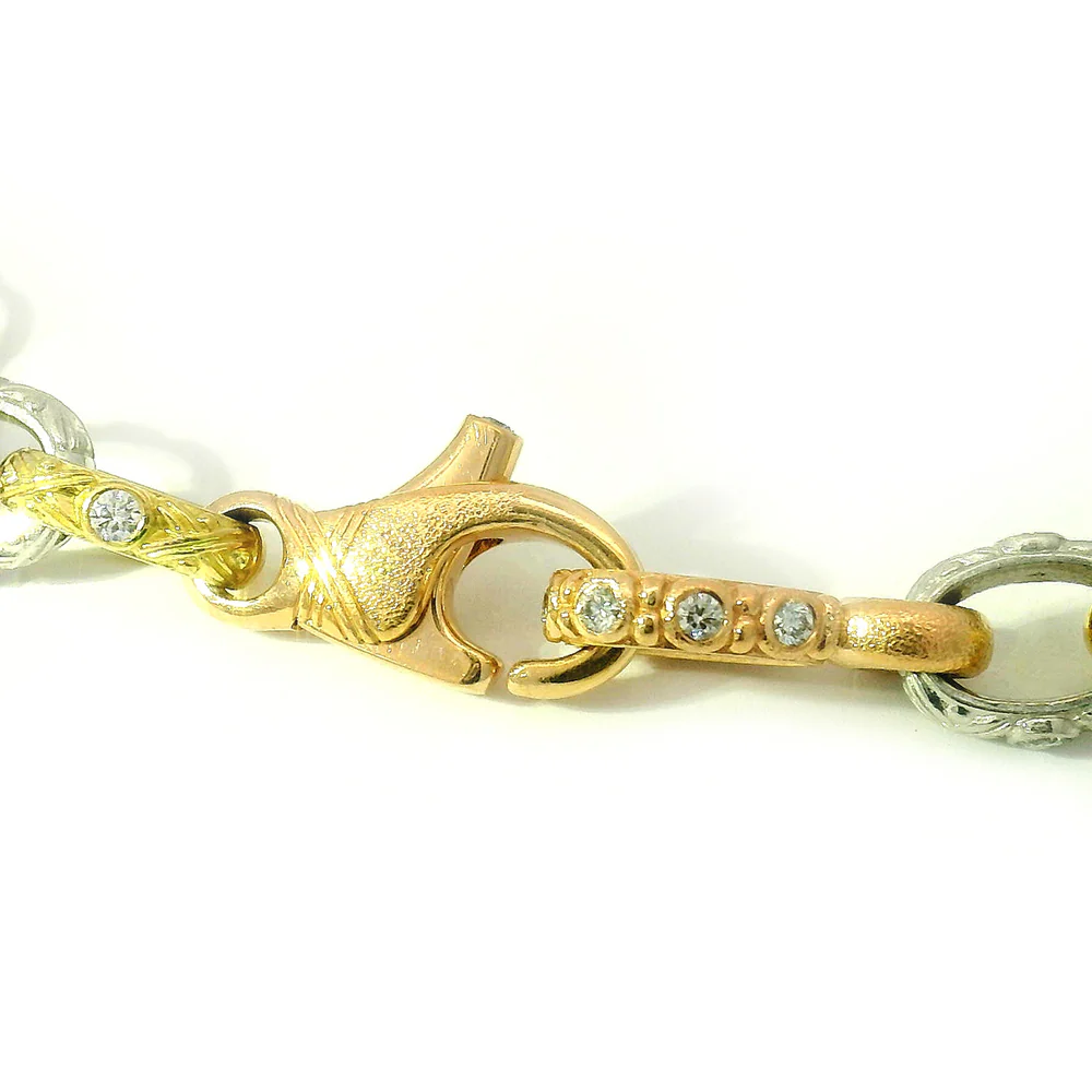 Diamond, Gold, & Platinum Three-Tone Bracelet - "Victorian" - Image 3