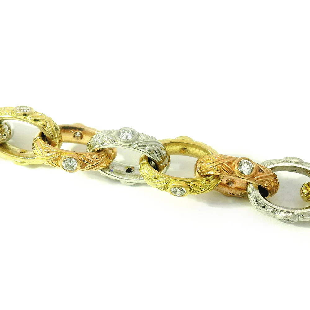 Diamond, Gold, & Platinum Three-Tone Bracelet - "Victorian" - Image 7