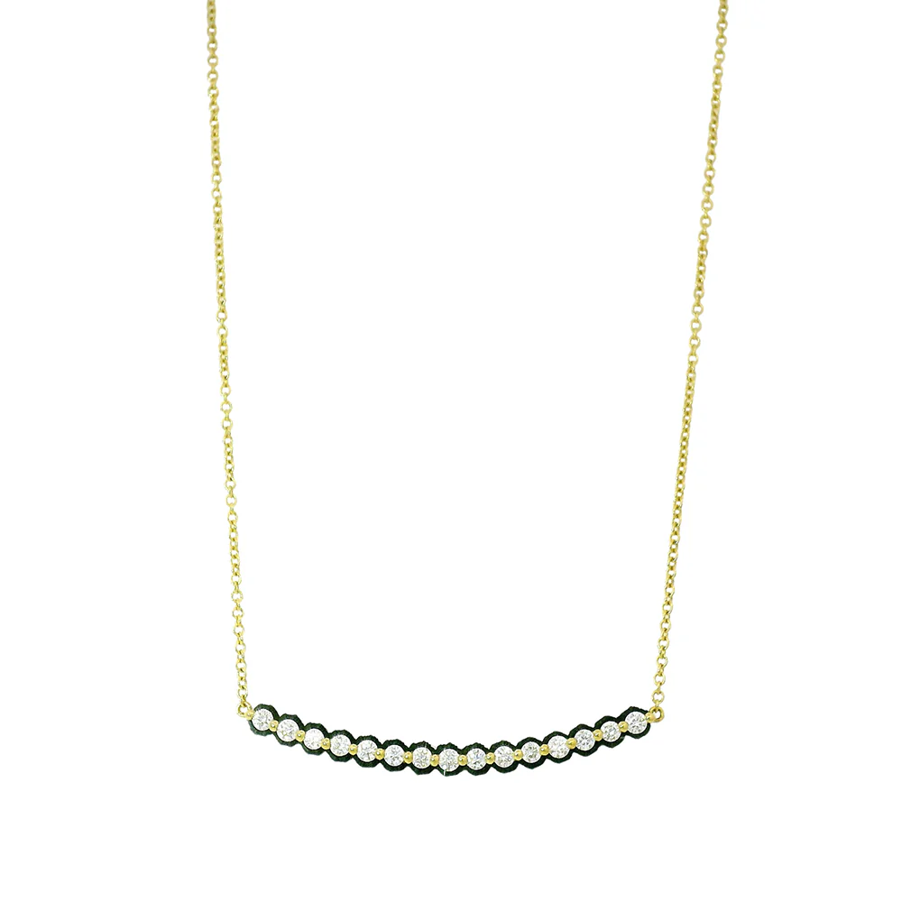 Diamond Line & Blackened Cobalt Chrome Necklace - "Scallop"