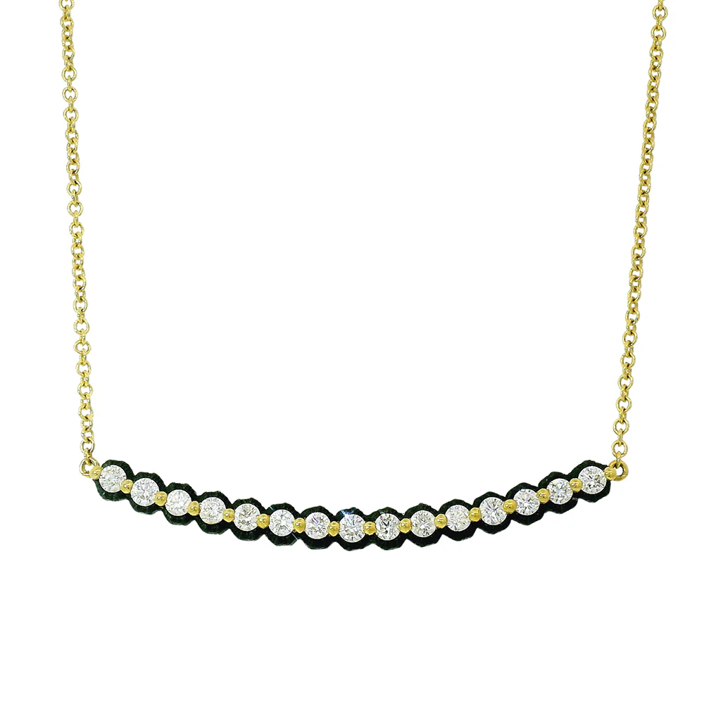 Diamond Line & Blackened Cobalt Chrome Necklace - "Scallop" - Image 2