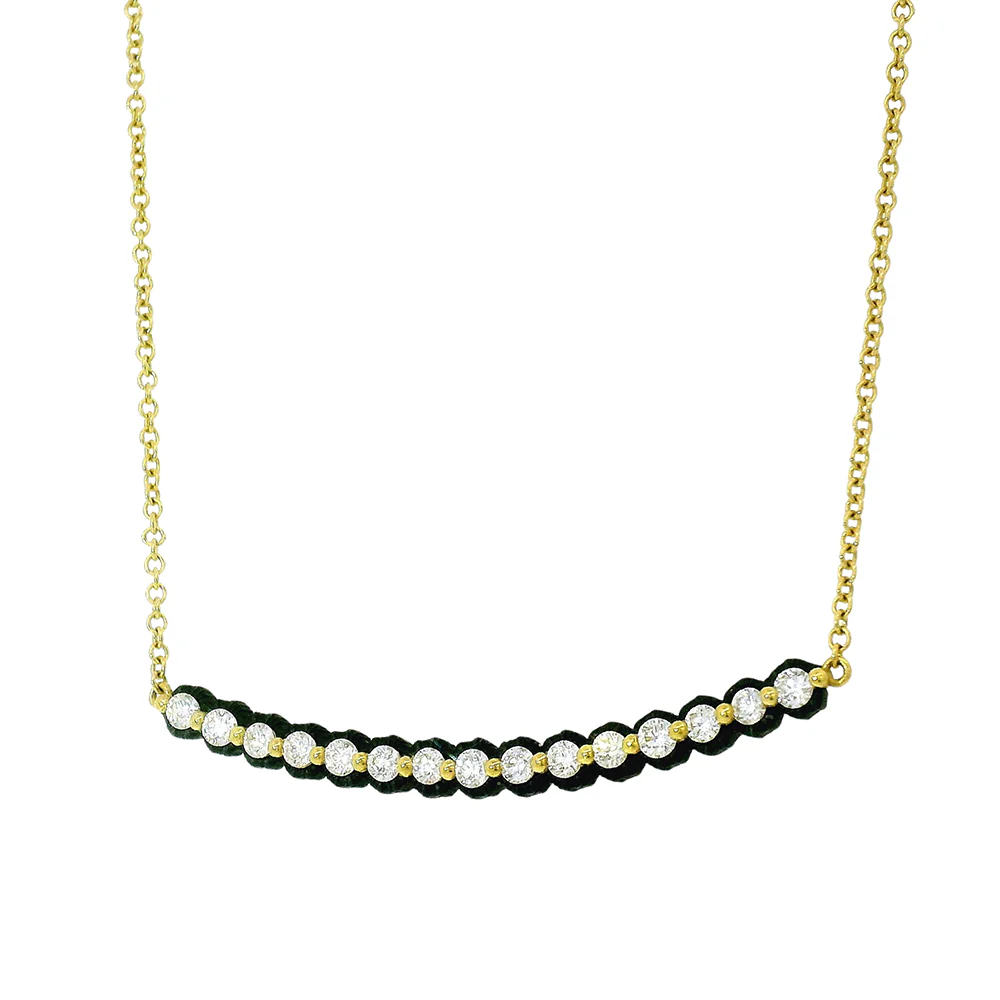 Diamond Line & Blackened Cobalt Chrome Necklace - "Scallop" - Image 3
