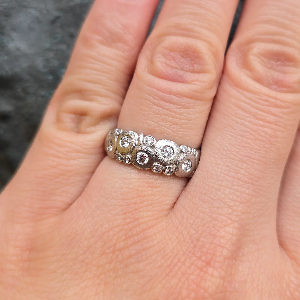Diamond & Platinum Domed Ring - "Candy" - Image 4