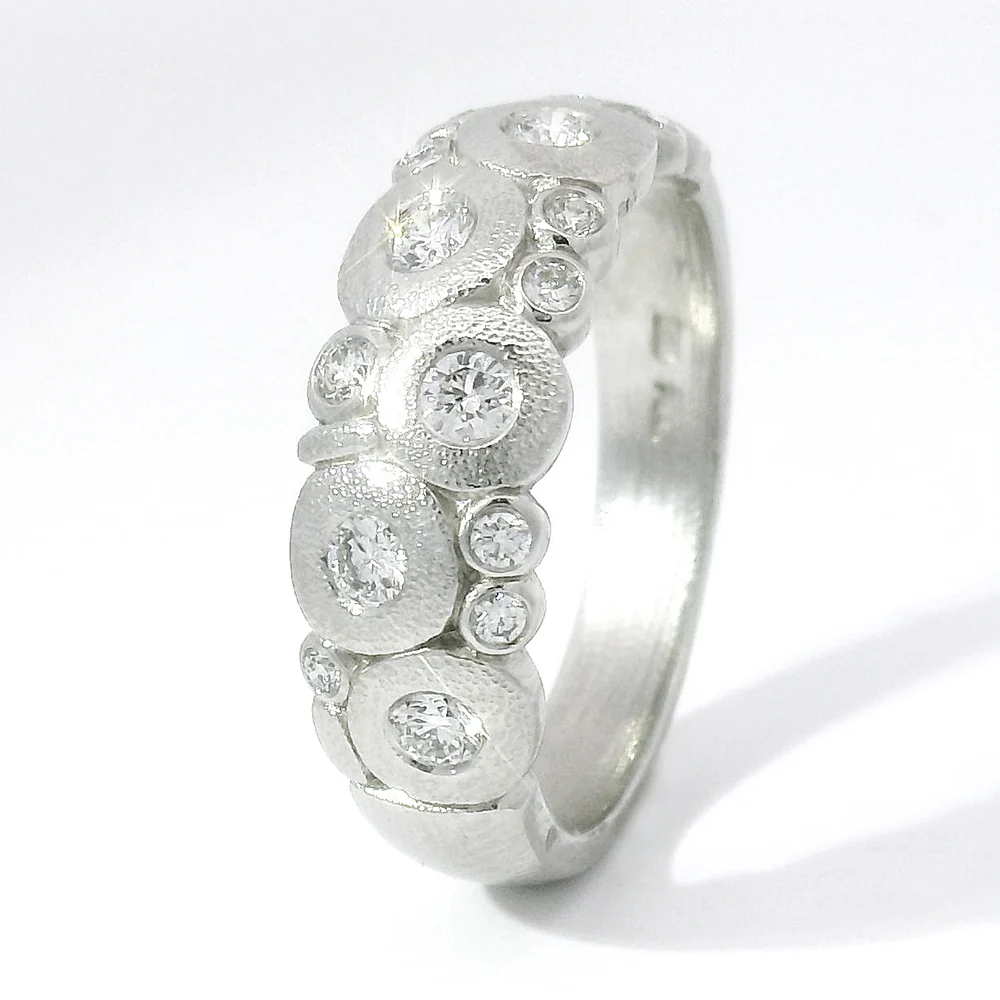 Diamond & Platinum Domed Ring - "Candy" - Image 7