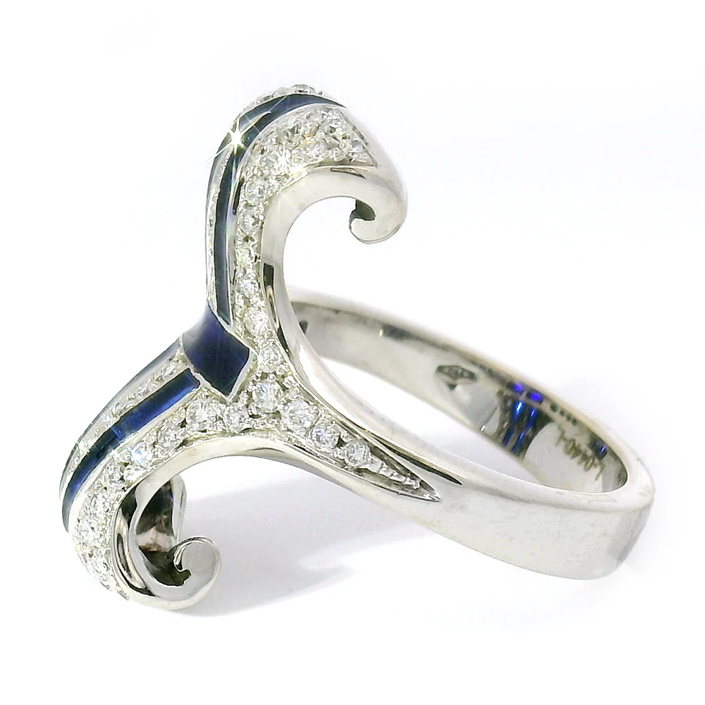 Diamond Ring with Plique-à-Jour Enamel - "Bedazzled" - Image 5